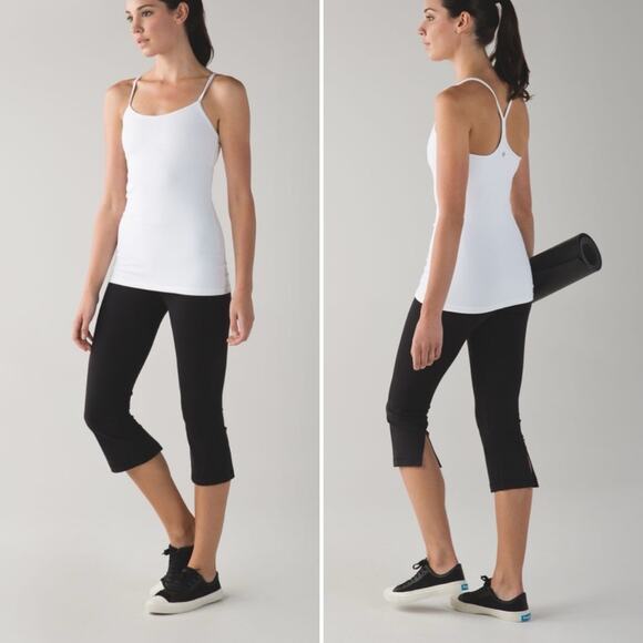 Lululemon Gather & Crow Crop II Black slits Full-On Luon - Picture 1 of 7